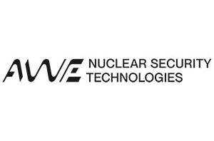 Black AWE logo with text Nuclear Security Technologies on the right